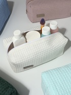 Косметичка женская на молнии TEXTURA, объёмная, большая, мягкая, белая - Фото 3