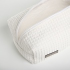 Косметичка женская на молнии TEXTURA, объёмная, большая, мягкая, белая - Фото 9