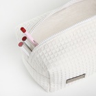 Косметичка женская на молнии TEXTURA, объёмная, большая, мягкая, белая - Фото 8
