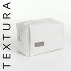Косметичка женская на молнии TEXTURA, объёмная, средний размер, мягкая, белая - Фото 4