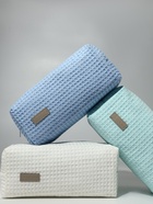 Косметичка женская на молнии TEXTURA, объёмная, большая, мягкая, голубая - Фото 2