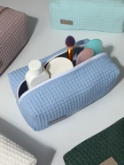 Косметичка женская на молнии TEXTURA, объёмная, большая, мягкая, голубая - Фото 3