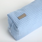 Косметичка женская на молнии TEXTURA, объёмная, большая, мягкая, голубая - Фото 4