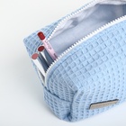 Косметичка женская на молнии TEXTURA, объёмная, средний размер, мягкая, голубая - Фото 9