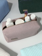 Косметичка женская на молнии TEXTURA, объёмная, большая, мягкая, розовая - Фото 2