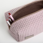 Косметичка женская на молнии TEXTURA, объёмная, большая, мягкая, розовая - Фото 8
