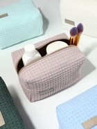 Косметичка женская на молнии TEXTURA, объёмная, средний размер, мягкая, розовая - Фото 3