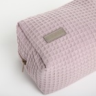 Косметичка женская на молнии TEXTURA, объёмная, средний размер, мягкая, розовая - Фото 6