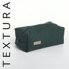 Косметичка женская на молнии TEXTURA, объёмная, большая, мягкая, зелёная - Фото 7