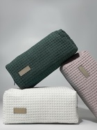 Косметичка женская на молнии TEXTURA, объёмная, большая, мягкая, зелёная - Фото 2