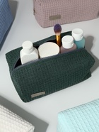 Косметичка женская на молнии TEXTURA, объёмная, большая, мягкая, зелёная - Фото 3