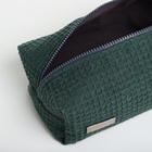 Косметичка женская на молнии TEXTURA, объёмная, большая, мягкая, зелёная - Фото 10
