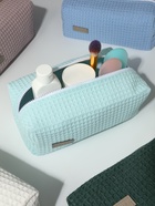 Косметичка женская на молнии TEXTURA, объёмная, большая, мягкая, бирюзовая - Фото 3