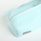 Косметичка женская на молнии TEXTURA, объёмная, большая, мягкая, бирюзовая - Фото 9