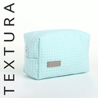 Косметичка женская на молнии TEXTURA, объёмная, средний размер, мягкая, бирюзовая - Фото 7