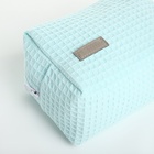 Косметичка женская на молнии TEXTURA, объёмная, средний размер, мягкая, бирюзовая - Фото 6