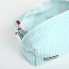 Косметичка женская на молнии TEXTURA, объёмная, средний размер, мягкая, бирюзовая - Фото 10