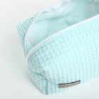 Косметичка женская на молнии TEXTURA, объёмная, средний размер, мягкая, бирюзовая - Фото 8