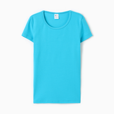 Футболка женская О-образный вырез, цвет голубой, размер 54