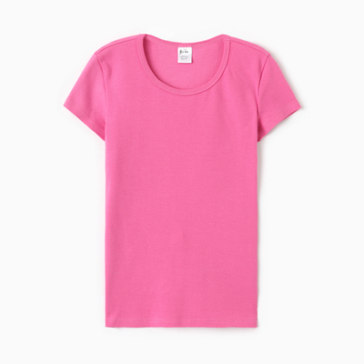 Футболка женская О-образный вырез, цвет розовый, размер 46