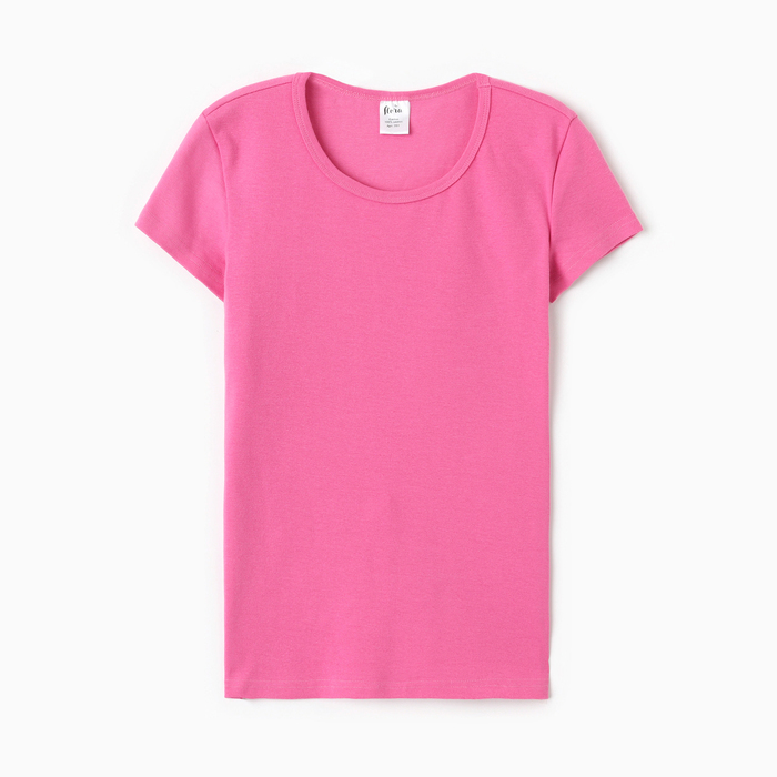 Футболка женская О-образный вырез, цвет розовый, размер 54