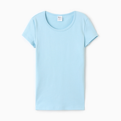 Футболка женская О-образный вырез, цвет светло-голубой, размер 48