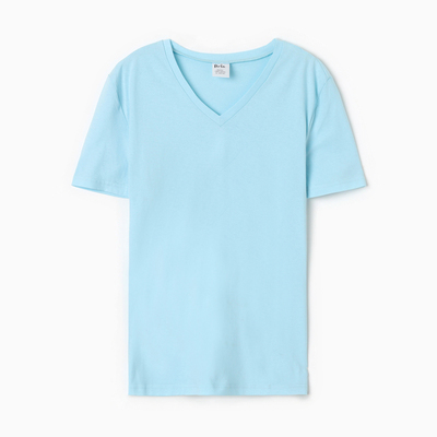 Футболка женская V-образный вырез, цвет голубой, размер 56