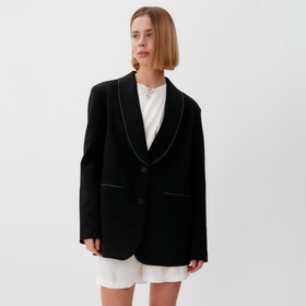 Пиджак женский с отстрочкой MINAKU: Classic цвет чёрный размер 42
