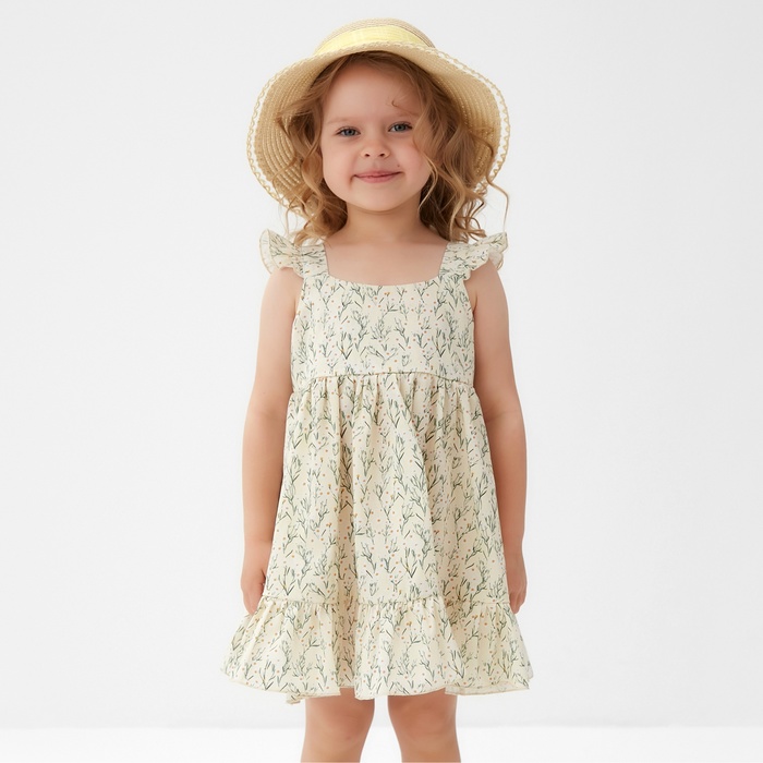 Сарафан для девочки MINAKU «Ромашки», цвет молочный, рост 98-104 см - Фото 1