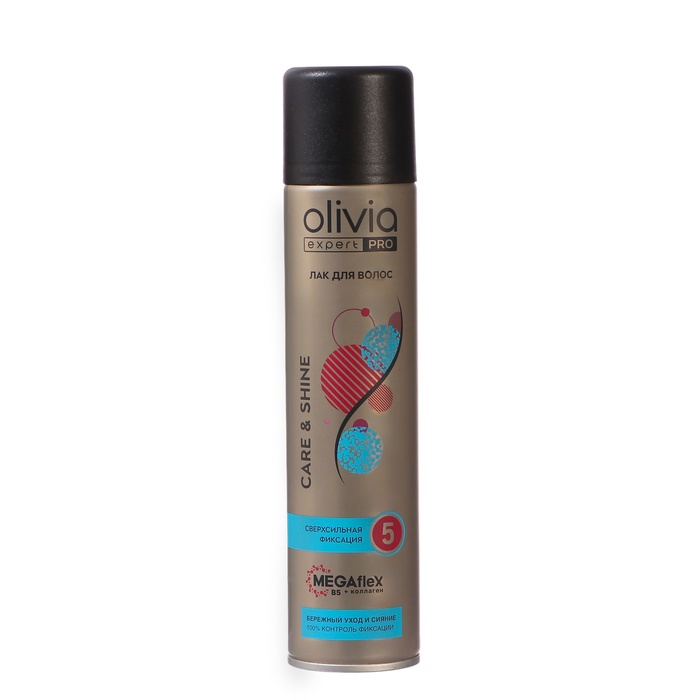Лак для волос сверхсильная фиксация OLIVIA EXPERT PRO бережный уход и сияние, 300 мл - Фото 1