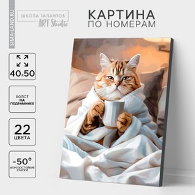 Картина по номерам на холсте с подрамником «Утренний котик», 40 х 50 см