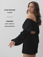 Кроп-топ с длинными рукавами MIST, черный, р-р XS - фото 24417105