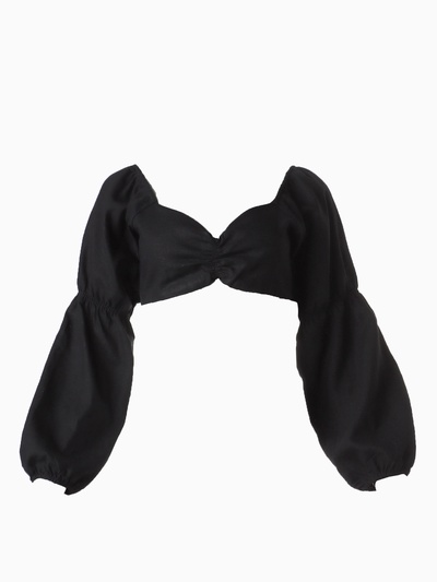 Топ короткий с длинными рукавами MIST, чёрный, размер 46 (L)