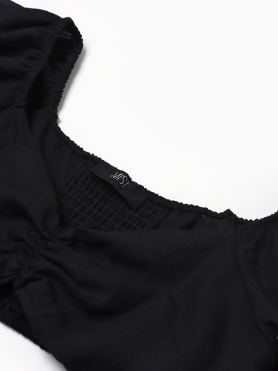 Топ короткий с длинными рукавами MIST, чёрный, размер 46 (L)