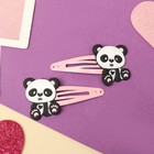 Невидимка для волос "Принцесса" (набор 2 шт) панда, 5,5 см, розовый - фото 321651585