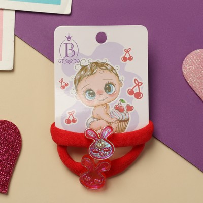 Резинки для волос «Пупсёнок», набор 2 шт., зайчик, 4 см, красные