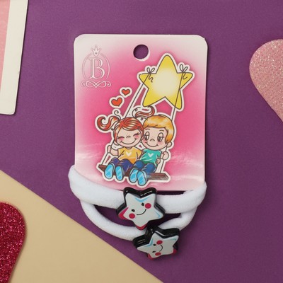 Резинки для волос «Нежность», набор 2 шт., звёздочка, 4 см, белый