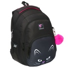 Рюкзак молодёжный, 42 х 31 х 13 см, эргономичная спинка, Stavia "Кошачья мордочка", чёрный - Фото 2