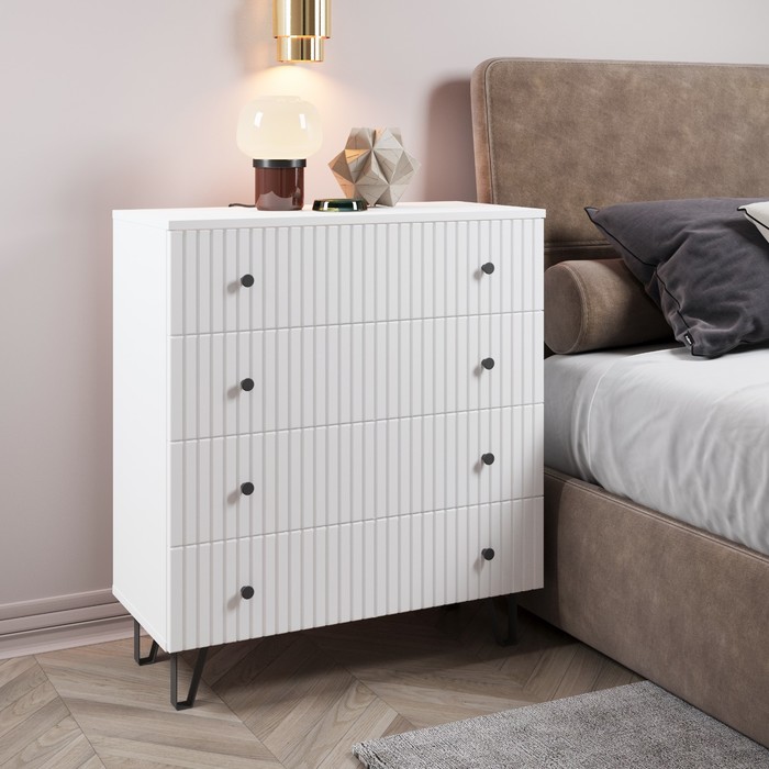 Комод напольный «Лайн», на ножках, 4 ящика, 750×350×840 мм, цвет белый МДФ