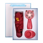 Подарочный набор вентилятор и зонт, красный - фото 11325950
