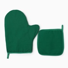 Кухонный набор «Этель» New year collection, варежка 18×29 см, прихватка 19×19 см,100% хлопок, зелёный - Фото 4