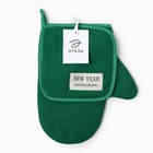 Кухонный набор «Этель» New year collection, варежка 18×29 см, прихватка 19×19 см,100% хлопок, зелёный - Фото 7