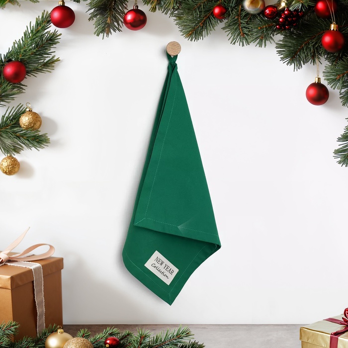 Полотенце новогоднее «Этель» New year collection 40×73 см, цвет зелёный, 100% хл, саржа 190 г/м² - Фото 1