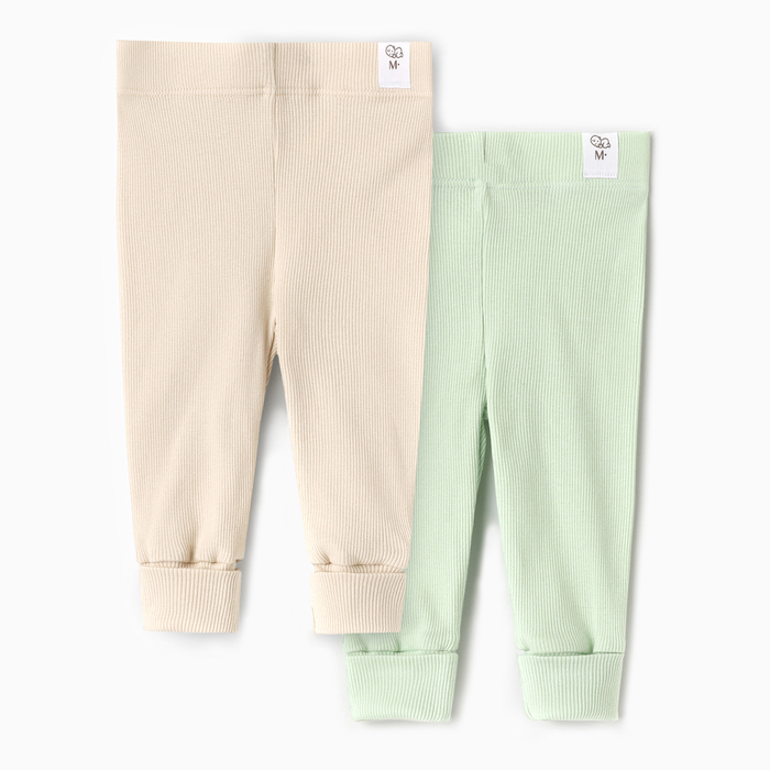 Легинсы детские MINAKU: Basic Line BABY, рост 68-74 см, цвет зелёный, бежевый