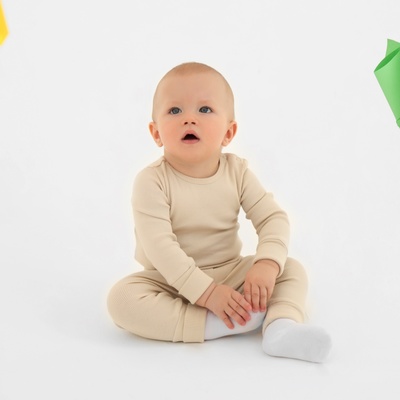 Легинсы детские MINAKU: Basic Line BABY, рост 74-80 см, цвет зелёный, бежевый