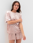 Костюм женский (футболка и шорты) KAFTAN "Бархат", р. 44-46, розовый - фото 807715186