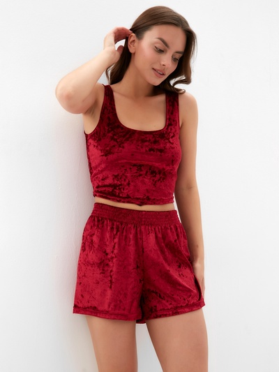 Шорты женские KAFTAN «Бархат», размер 40-42, бордовые