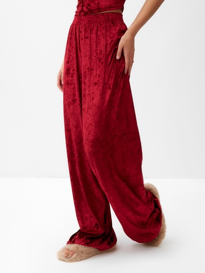 Брюки домашние женские KAFTAN «Бархат», размер 44-46, бордовые