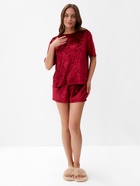 Пижама женская (футболка, шорты) KAFTAN «Бархат», размер 40-42, бордовая - Фото 7