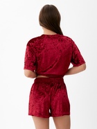 Пижама женская (футболка, шорты) KAFTAN «Бархат», размер 40-42, бордовая - Фото 9